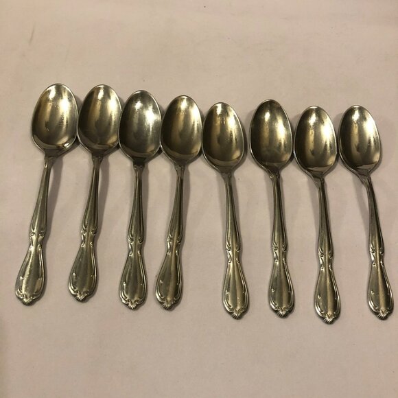 Oneida Victorian Manor Teaspoon Set of 8 Stainless Cutlery Flatware - Picture 1 of 6